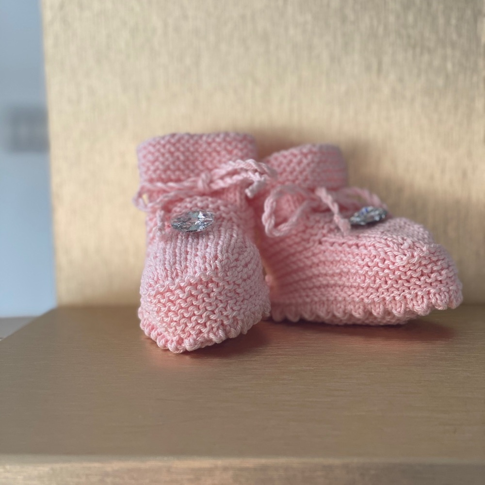 Pink Knitted Baby Booties